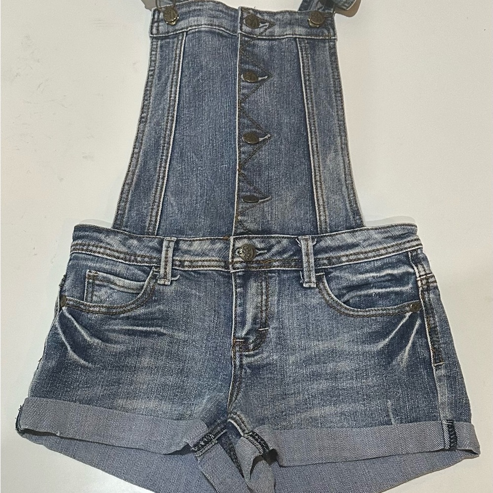 Shasa Blue Denim Overalls with Rolled Hem